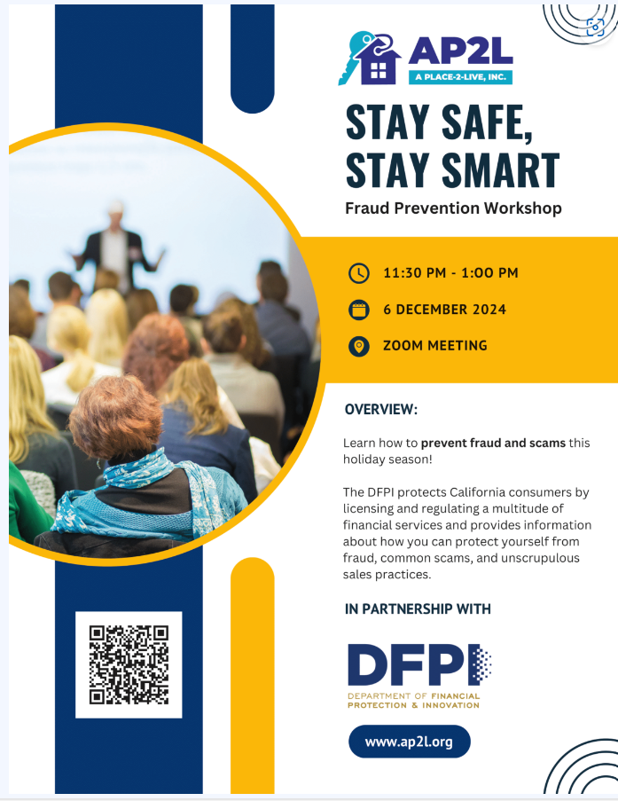 Stay Safe and Stay Smart: Avoid Scams this Holiday Season webinar flyer