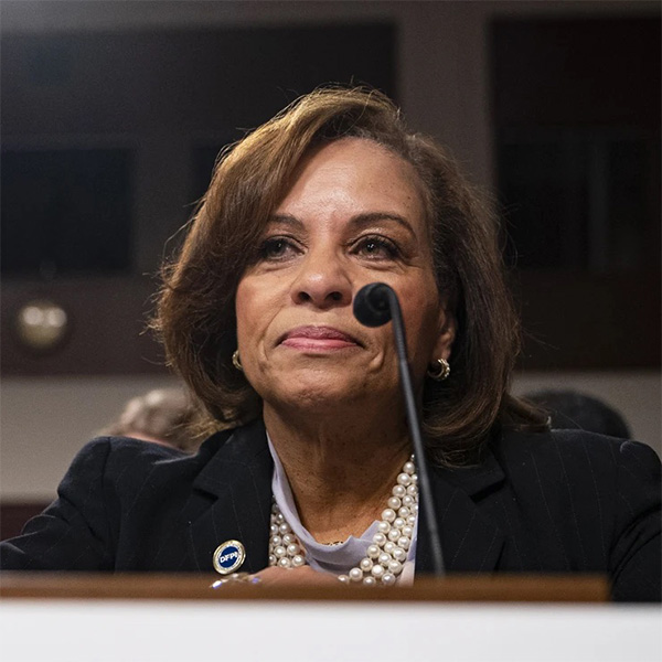 Commissioner Clothilde Hewlett speaks at a meeting