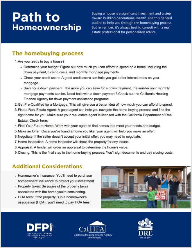 Image to promote the DFPI's Path to Homeownership onesheet