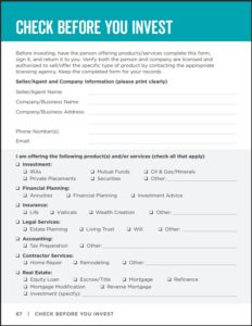 Check Before You Invest checklist