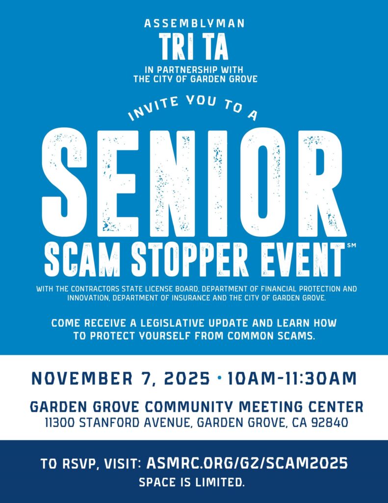 Senior Scam Stopper event flyer 11/7/2025
