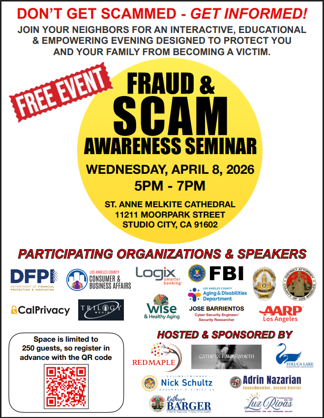 Toluca-Lake-Fraud-scam-awareness-seminar-flyer