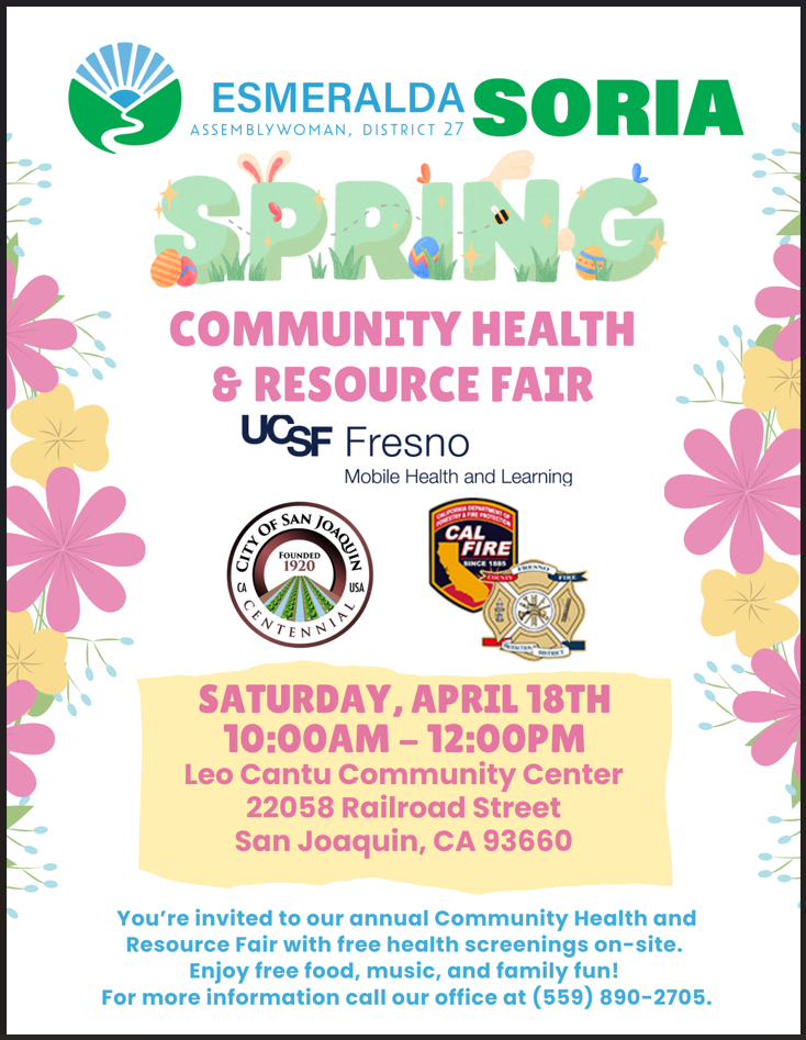 April 18 Community Health and Resource Fair flyer on 4/18/2026