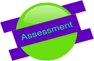a frisbee with word of Assessment