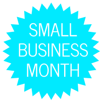blue round ball with word of Small Business Month