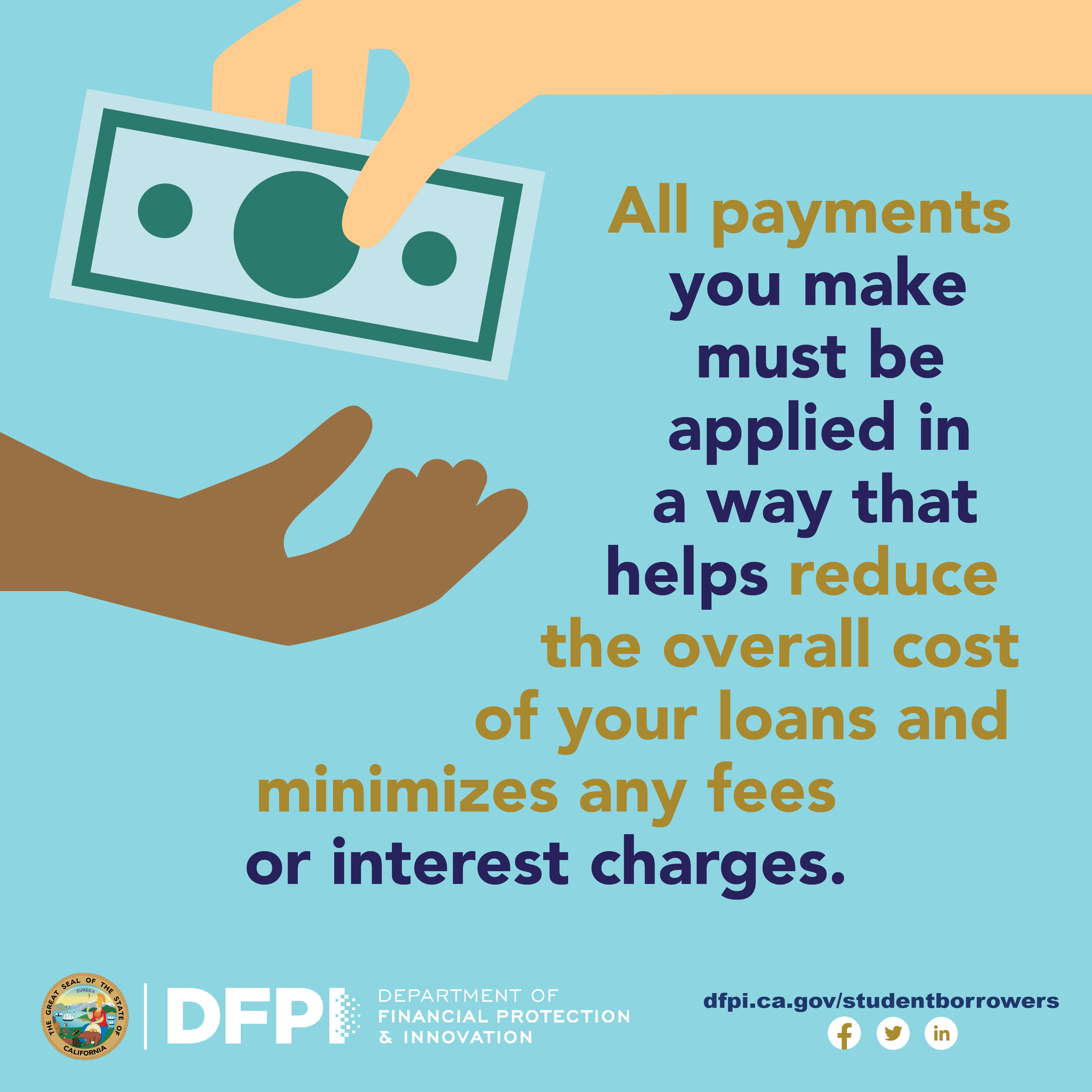 all payment you make must be applied in a way helps reduce overall cost of you loans and minimize fees or interest charges